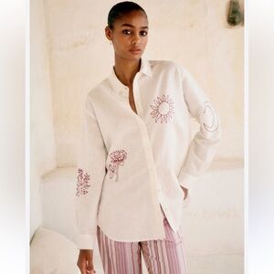 ✨Sezane Linen Embroidered Shirt